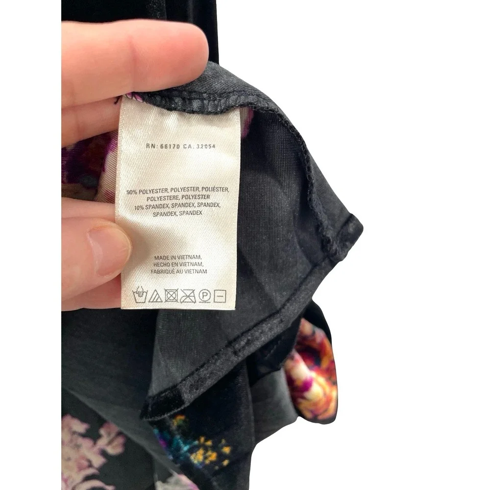 Anthropologie Maeve pleated velvet floral midi skirt Size S boho black